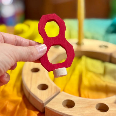 Grimm's number 8 Birthday Number showing wooden base that fits into all Wooden Birthday Rings