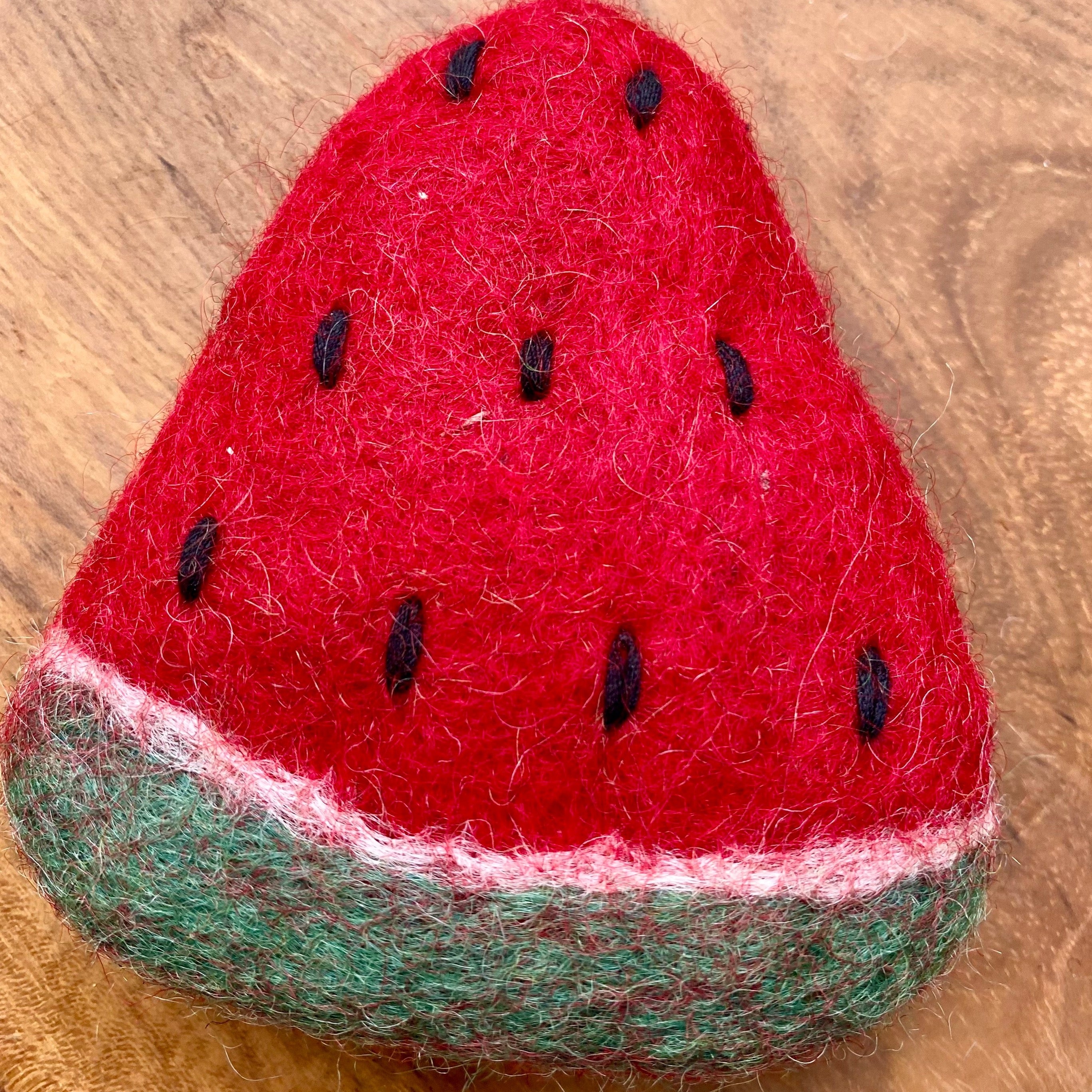 Handmade wool felt watermelon for pretend play- Felt and Yarn