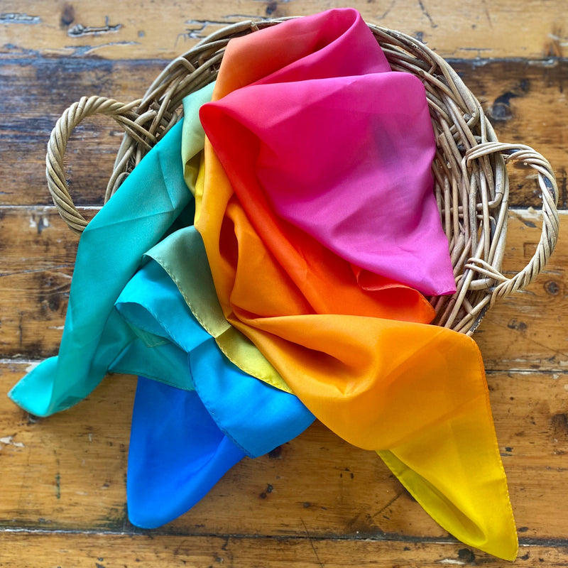 Play Silkies seasonal silk playcloths, Rainbow 90cm x 90cm