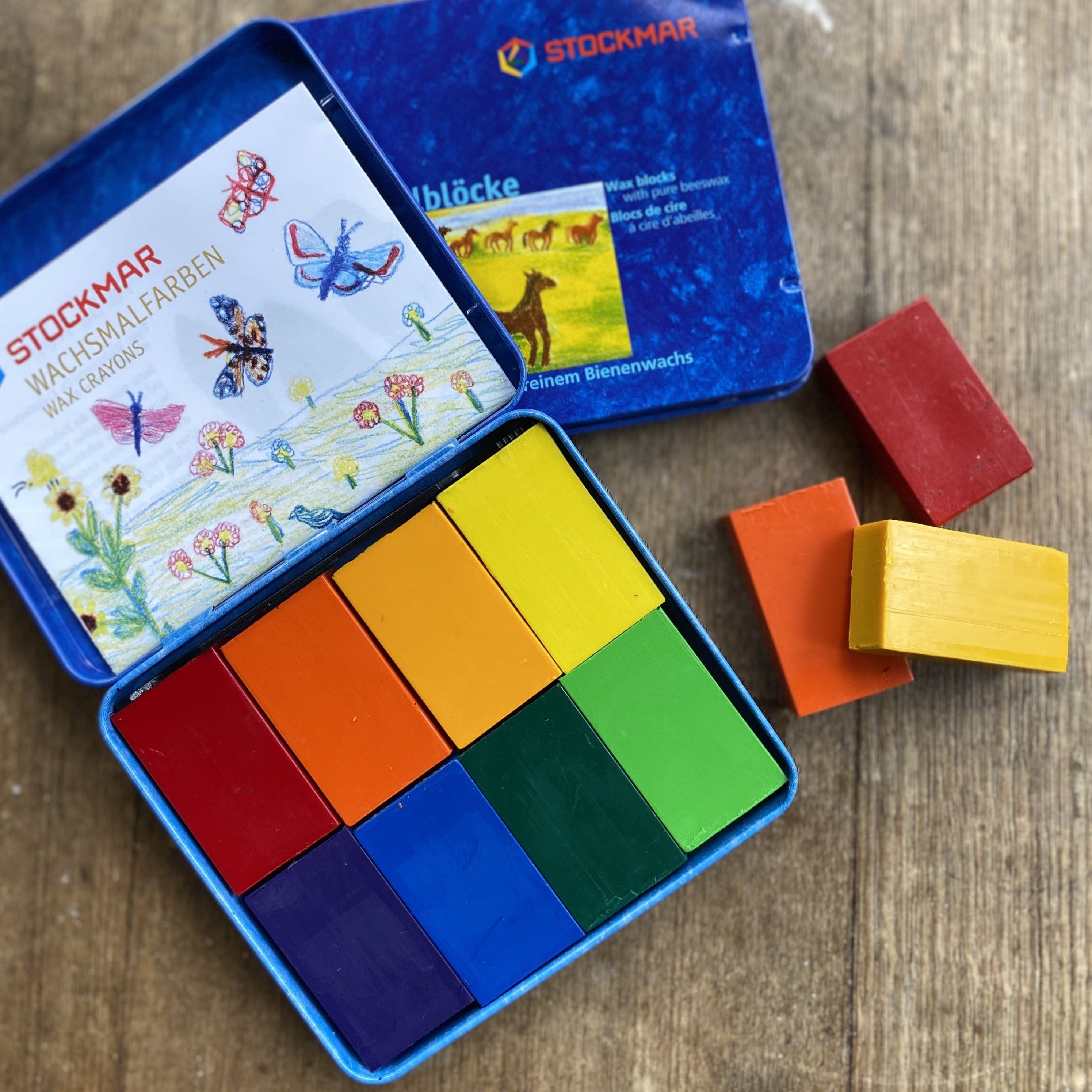 Stockmar Beeswax Block Crayons in Tin Waldorf Colour Mix (Set of 8)