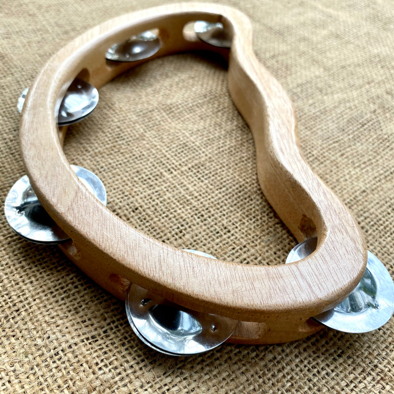 Wooden Tambourine with curved handle