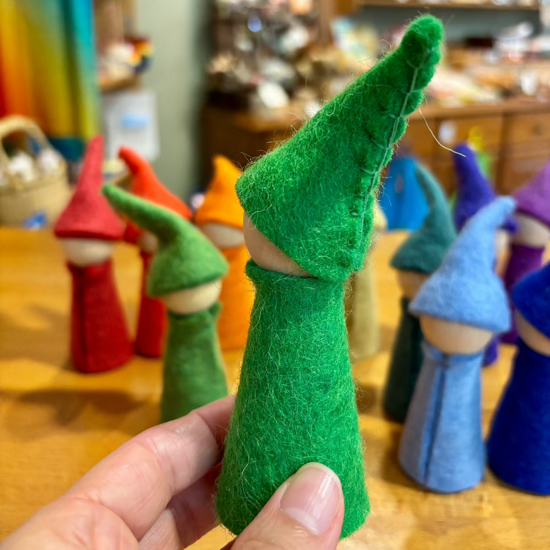 Wood and Felt Gnome, back view