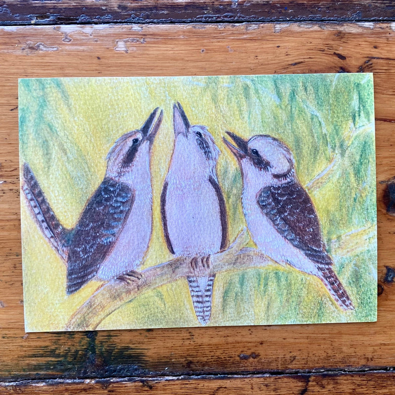 Spring Kookaburras - Australian Seasonal Postcard by Bronte Doery