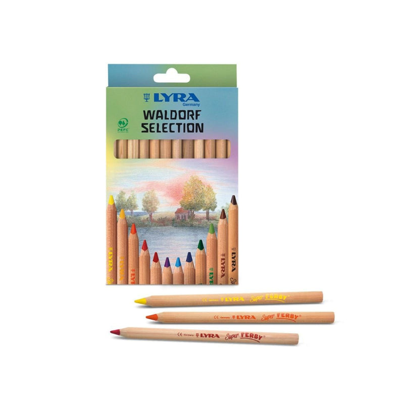 LYRA Waldorf Selection colored pencils with packaging on a white background