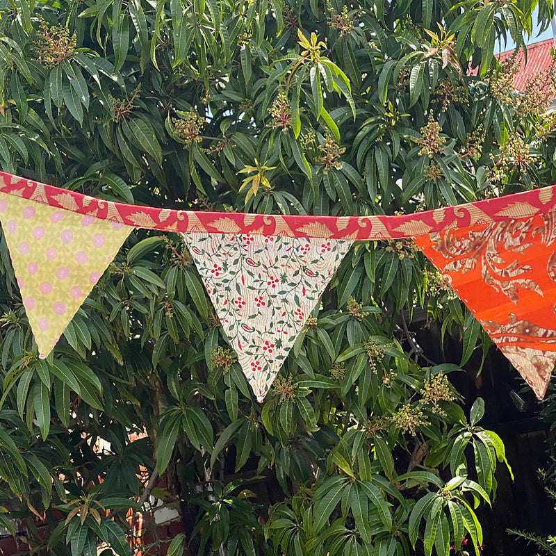 Saree Fabric Bunting in use