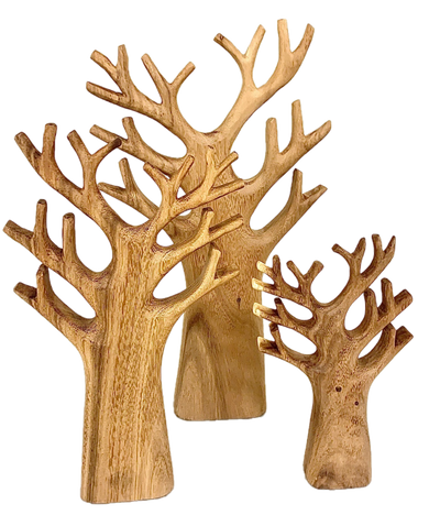 Wooden Hand Carved Trees available in three sizes