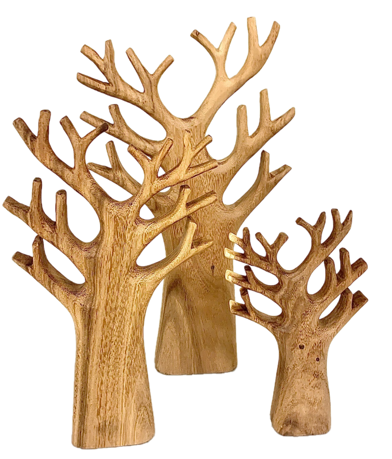 Wooden Hand Carved Trees available in three sizes