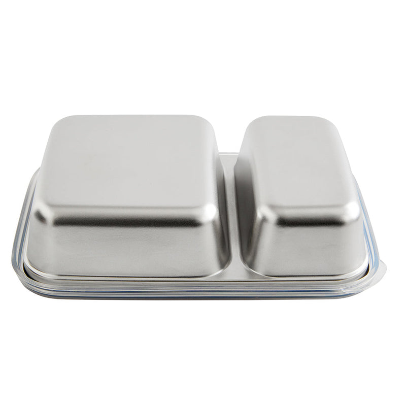 U Konserve Stainless Steel Divided Lunchbox with Silicone Lid, back view