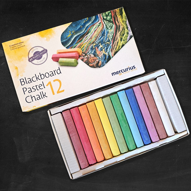 open box of Blackboard Pastel Chalk - 12 Assorted Colours