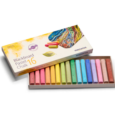 Natural Blackboard Pastel Chalk - 16 Assorted Colours