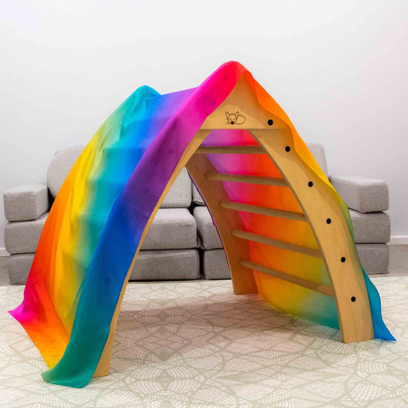 Play Silkies Jumbo Rainbow Silk Playcloth, playscene