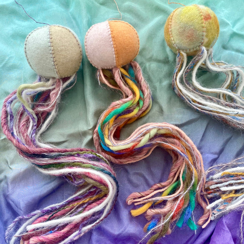 Jellyfish, Hand-Dyed Felt & Wool