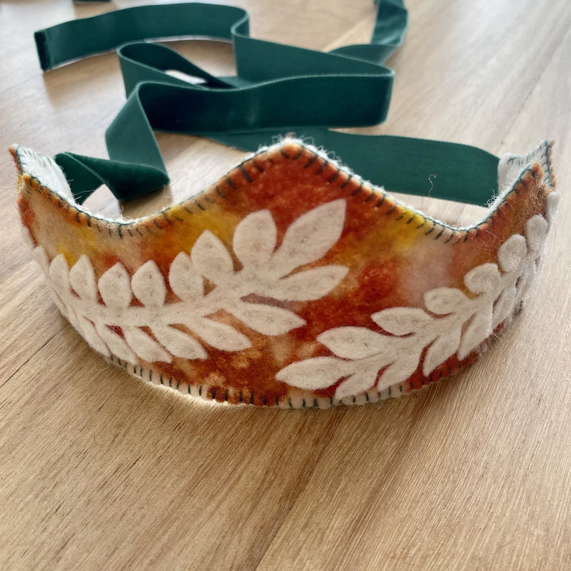 Handmade Felt Leaf Crown with Fern Motif