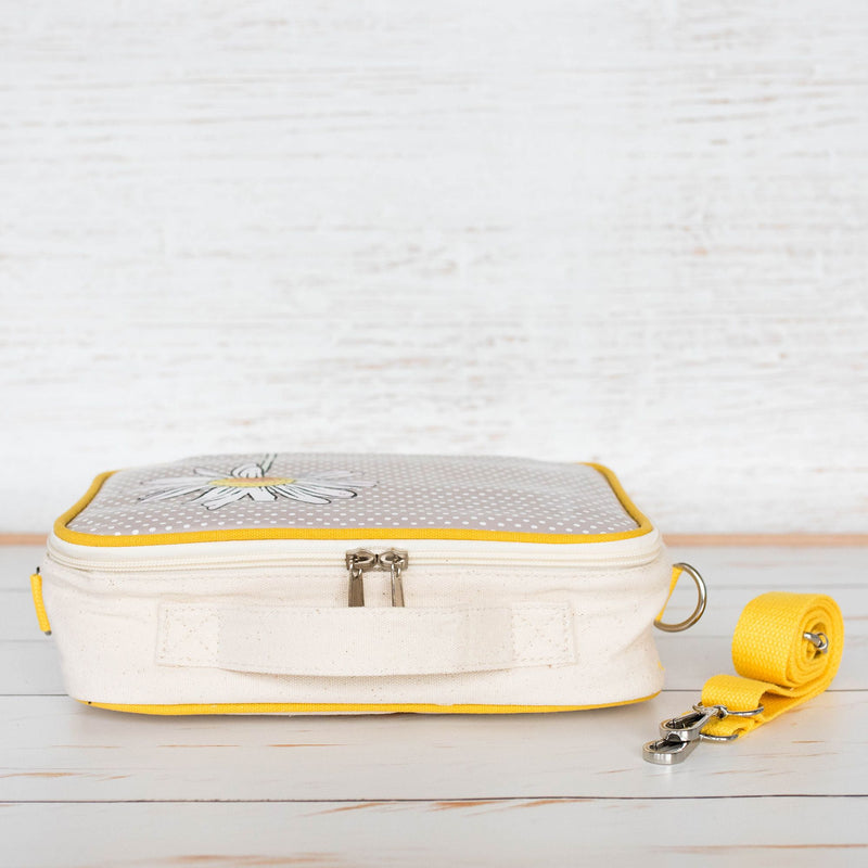 Side view, organic cotton insulated Lunch Bag