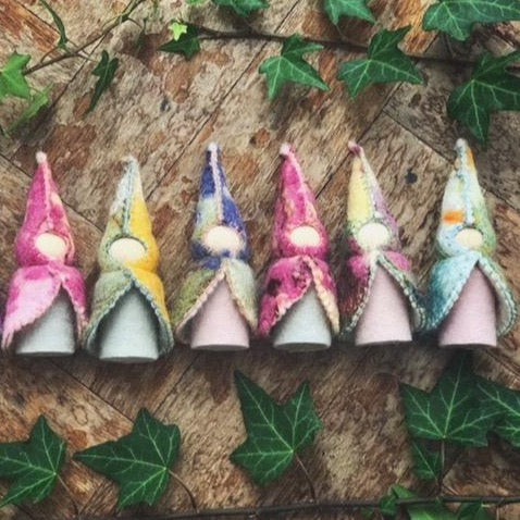 Handmade Gnomes with Wet-Felted Cape