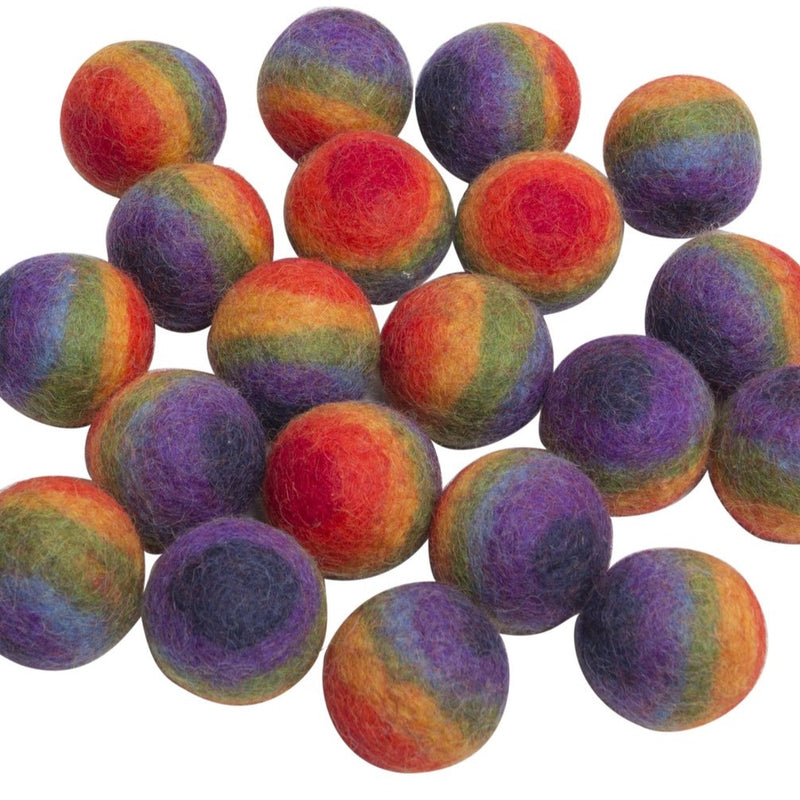 Ball, Rainbow Wool Felt (3.5cm)