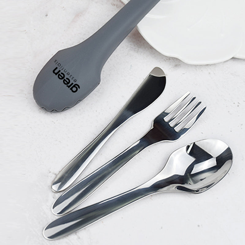 Stainless Steel Travel Cutlery with Silicone Pouch