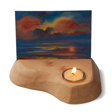 Wooden Card Holder with Tealight Candle